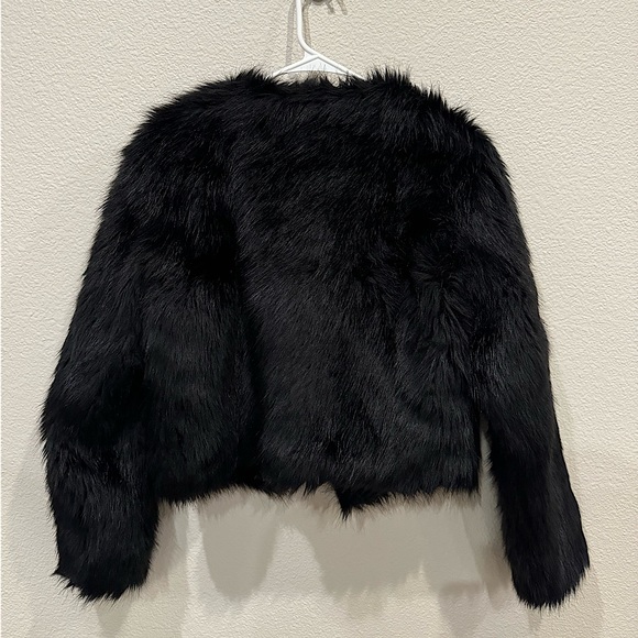 Fluffy Black Faux Fur Jacket - Picture 2 of 4
